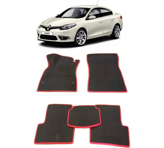 Ковры в салон автомобиля Eva Smart renault fluence седан 2010 - 2017 эва сота бежевые c коричневой окантовкой 1691-A1A6-S