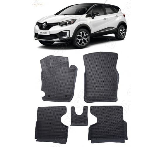 Ковры в салон автомобиля Eva Smart renault kaptur вариант макси 3d 2016 - эва сота коричневые c красной окантовкой 3265-A6A7-S 1