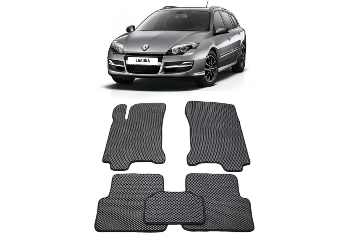 Ковры в салон автомобиля Eva Smart renault laguna iii 2007 - 2015 эва сота  чёрные c красной окантовкой 1695-B5A7-S - заказать в интернет-магазине:  цена, описание, отзывы.