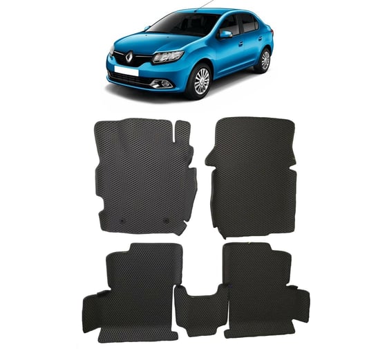 Ковры в салон автомобиля Eva Smart renault logan ii вариант макси 3d 2012 - эва сота серые c черной окантовкой 3067-B1B5-S 1