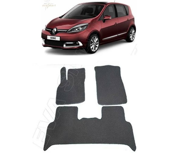 Ковры в салон автомобиля Eva Smart renault scenic iii 5мест 2009 - 2016 эва сота серые c бежевой окантовкой 1706-B1A1-S 1