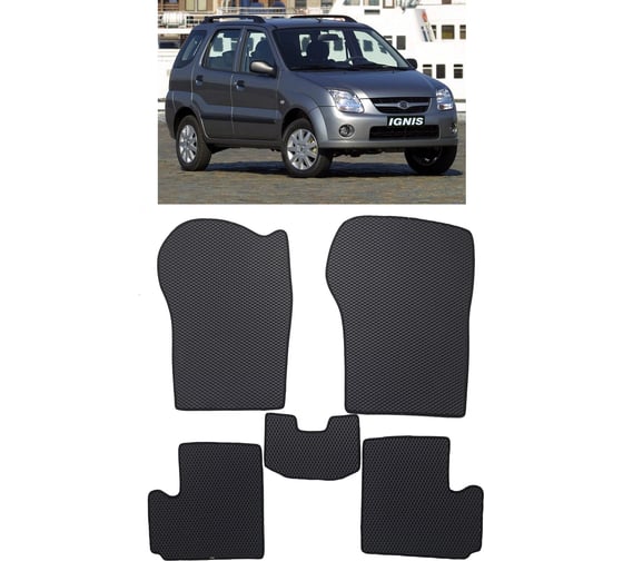 Ковры в салон автомобиля Eva Smart suzuki ignis ii 2003 – 2008 эва сота чёрные c красной окантовкой 3309-B5A7-S