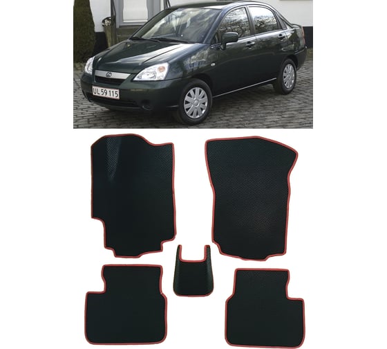 Ковры в салон автомобиля Eva Smart suzuki liana i 2001 - 2006 эва сота бежевые c черной окантовкой 3497-A1B5-S 1