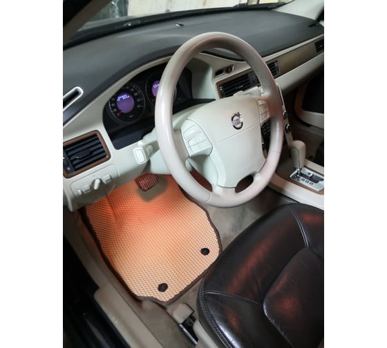 Ковры в салон автомобиля Eva Smart volvo xc70 ii 2007 - 2013 эва сота коричневые c синей окантовкой 1903-A6B2-S