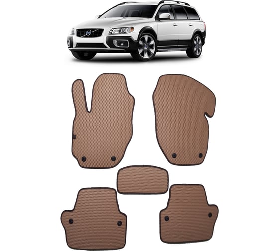 Ковры в салон автомобиля Eva Smart volvo xc70 ii 2007 - 2013 эва сота коричневые c бежевой окантовкой 1903-A6A1-S 1