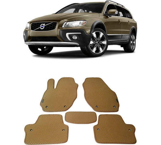 Ковры в салон автомобиля Eva Smart volvo xc70 ii рестайлинг 2013 - 2016 эва сота чёрные c серой окантовкой 2279-B5B1-S