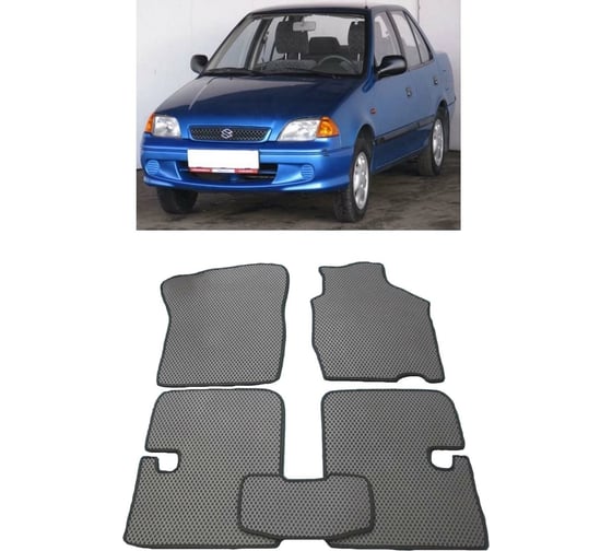 Ковры в салон автомобиля Eva Smart suzuki swift ii правый руль рестайлинг 1995 - 2003 эва сота коричневые c черной окантовкой 2513-A6B5-S 1