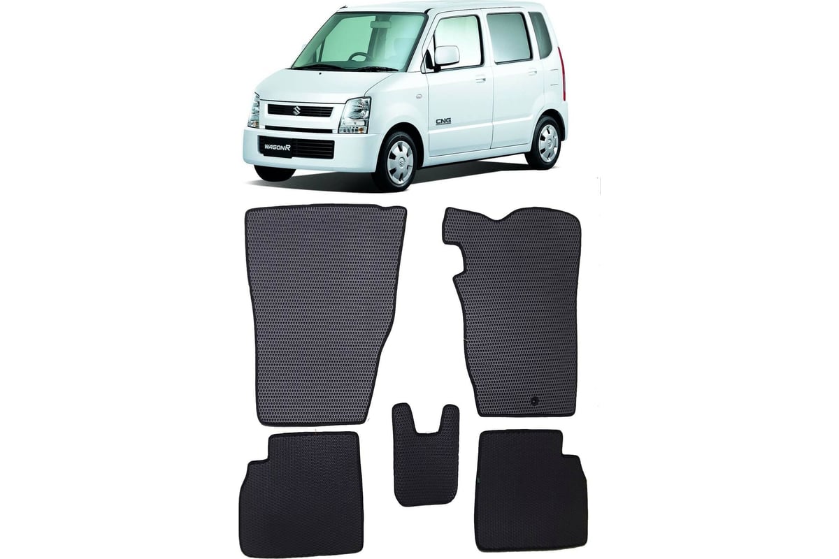 Ковры в салон автомобиля Eva Smart suzuki wagon r iii правый руль минивэн  2003 - 2008 эва сота серые c черной окантовкой 3120-B1B5-S - заказать в  интернет-магазине: цена, описание, отзывы.