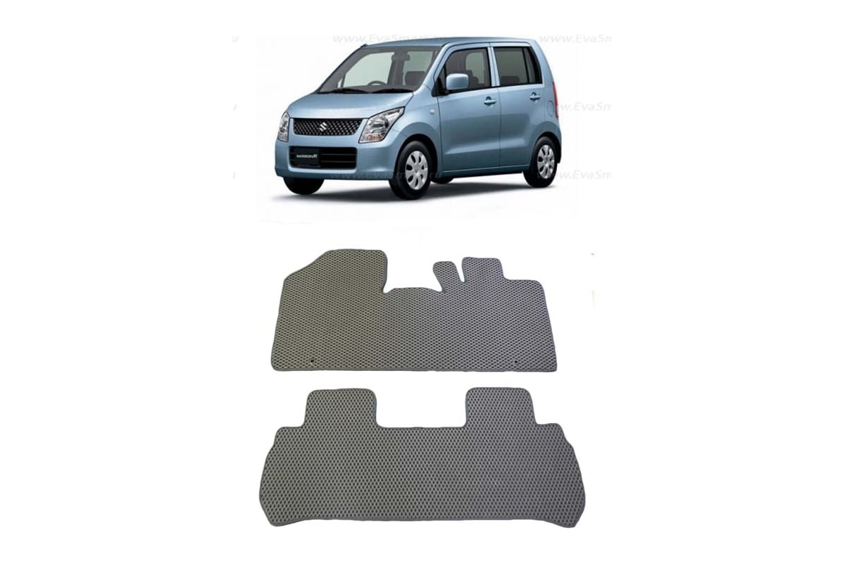 Ковры в салон автомобиля Eva Smart suzuki wagon r iv правый руль минивэн  2008 - 2012 эва сота бежевые c синей окантовкой 1785-A1B2-S - заказать в  интернет-магазине: цена, описание, отзывов - 2.