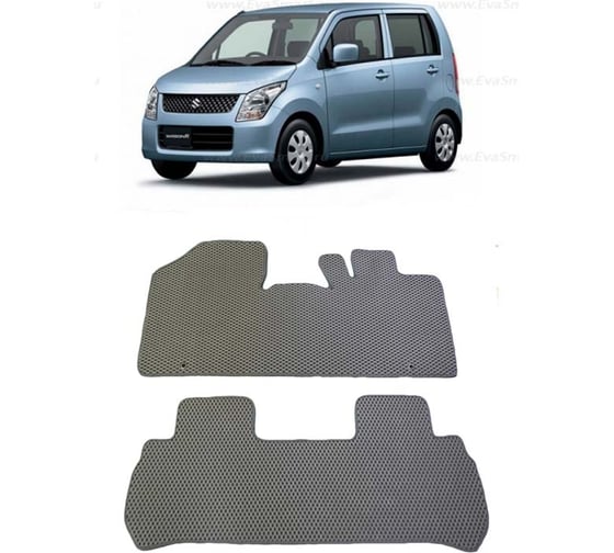 Ковры в салон автомобиля Eva Smart suzuki wagon r iv правый руль минивэн 2008 - 2012 эва сота бежевые c синей окантовкой 1785-A1B2-S 1