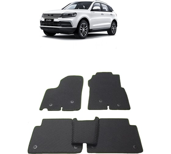 Ковры в салон автомобиля Eva Smart zotye coupa 2018 - эва сота чёрные c черной окантовкой 2856-B5B5-S 1
