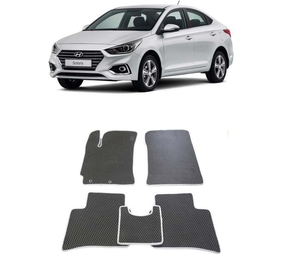 Ковры в салон автомобиля Eva Smart hyundai solaris ii седан 2017 - эва сота чёрные c красной окантовкой 2338-B5A7-S 1