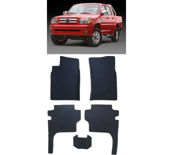 Ковры в салон автомобиля Eva Smart zx grand tiger вариант макси 3d 2007 - 2013 эва сота чёрные c коричневой окантовкой 3528-B5A6-S 1