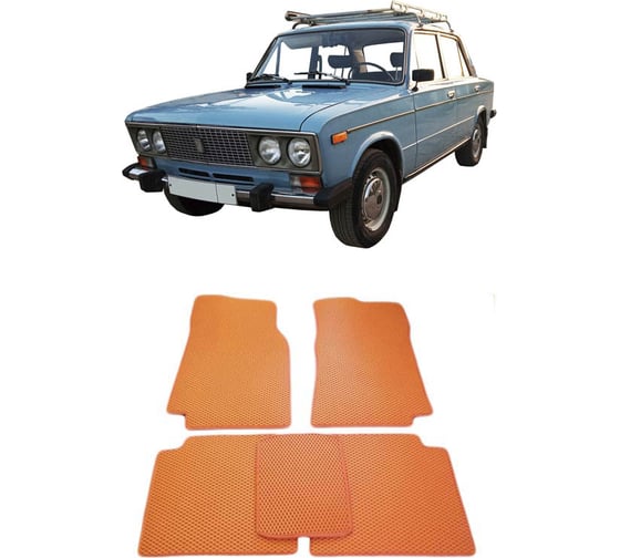 Ковры в салон автомобиля Eva Smart lada 2106 1976 - 2006 эва сота бежевые c коричневой окантовкой 2712-A1A6-S 1