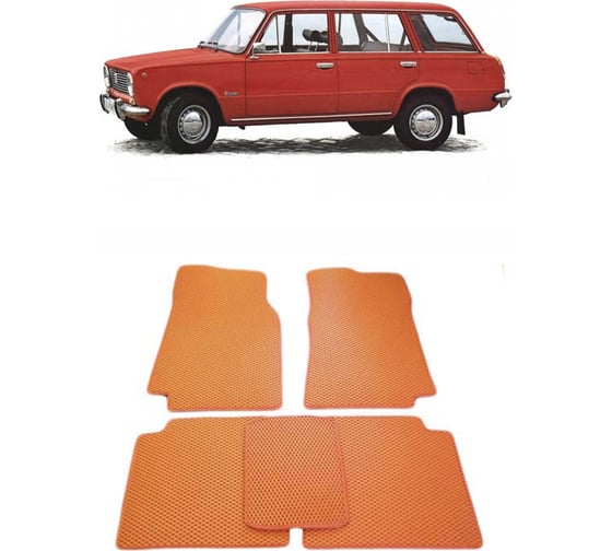 Ковры в салон автомобиля Eva Smart lada 2107 1982 - 2012 эва сота коричневые c бежевой окантовкой 1915-A6A1-S
