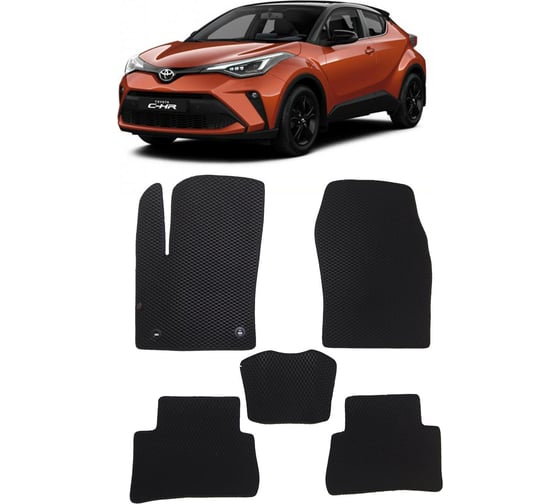 Ковры в салон автомобиля Eva Smart toyota c-hr i 2016 - 2019 эва сота коричневые c синей окантовкой 3100-A6B2-S