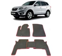 Ковры в салон автомобиля Eva Smart hyundai santa fe ii 5мест рестайлинг 2010 - 2012 эва сота коричневые c красной окантовкой 1288-A6A7-S