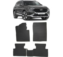 Ковры в салон автомобиля Eva Smart hyundai santa fe iv рестайлинг 2020 - эва сота чёрные c черной окантовкой 3529-B5B5-S