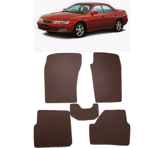 Ковры в салон автомобиля Eva Smart toyota carina ed (st-200) правый руль 1992 - 1997 эва сота бежевые c красной окантовкой 3269-A1A7-S 1