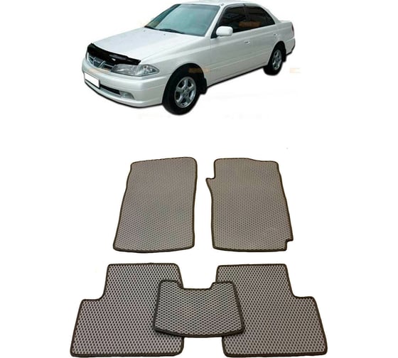 Ковры в салон автомобиля Eva Smart toyota carina (t210) правый руль 1996 - 2001 эва сота бежевые c коричневой окантовкой 1799-A1A6-S 1