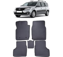 Ковры в салон автомобиля Eva Smart lada largus вариант макси 3d 5мест 2012 - эва сота бежевые c коричневой окантовкой 3403-A1A6-S