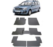 Ковры в салон автомобиля Eva Smart lada largus 7мест 2012 - эва сота чёрные c бежевой окантовкой 1923-B5A1-S