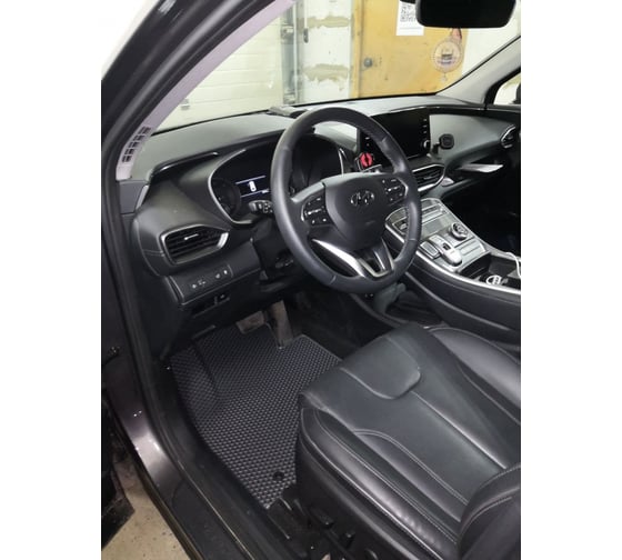 Ковры в салон автомобиля Eva Smart hyundai santa fe iv рестайлинг 2020 - эва сота коричневые c бежевой окантовкой 3529-A6A1-S