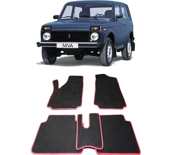 Ковры в салон автомобиля Eva Smart lada niva 2121 1977 - эва сота коричневые c черной окантовкой 1926-A6B5-S 1