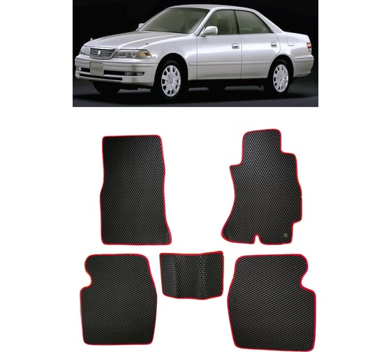 Ковры в салон автомобиля Eva Smart toyota mark ii (x100) правый руль 1996 - 2002 эва сота чёрные c бежевой окантовкой 2664-B5A1-S
