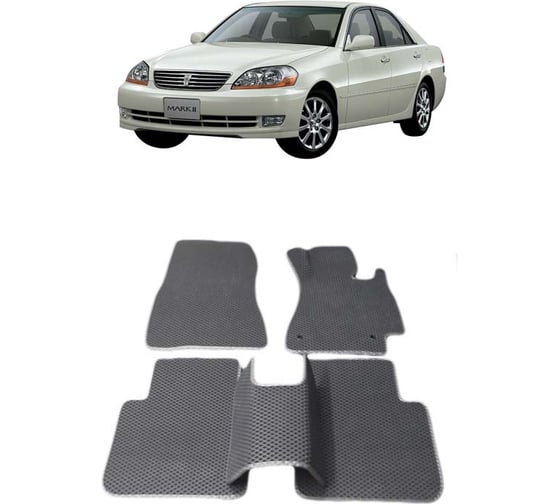 Ковры в салон автомобиля Eva Smart toyota mark ii (x110) правый руль 2000 - 2007 эва сота чёрные c синей окантовкой 2240-B5B2-S 1