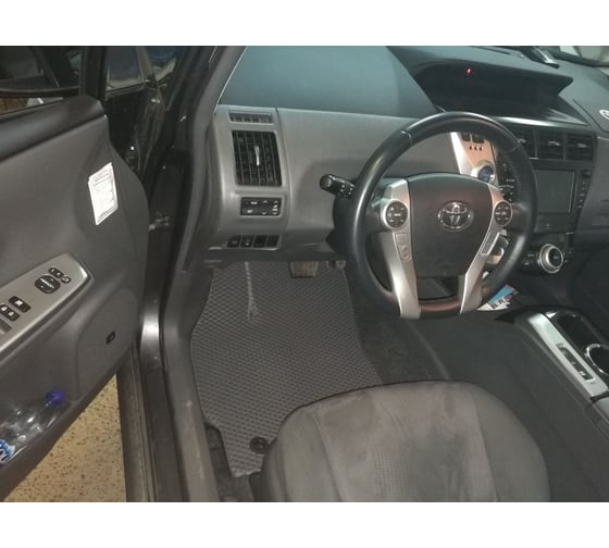 Ковры в салон автомобиля Eva Smart toyota prius v+ (zvw40) 7мест 2011 - эва сота серые c бежевой окантовкой 2471-B1A1-S