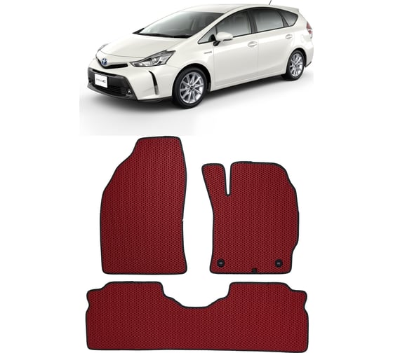Ковры в салон автомобиля Eva Smart toyota prius alpha (zvw40) правый руль рестайлинг 5мест 2014 - эва сота серые c бежевой окантовкой 3094-B1A1-S