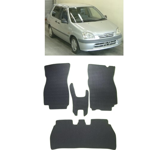 Ковры в салон автомобиля Eva Smart toyota raum i правый руль 1997 - 2003 эва сота бежевые c коричневой окантовкой 3615-A1A6-S