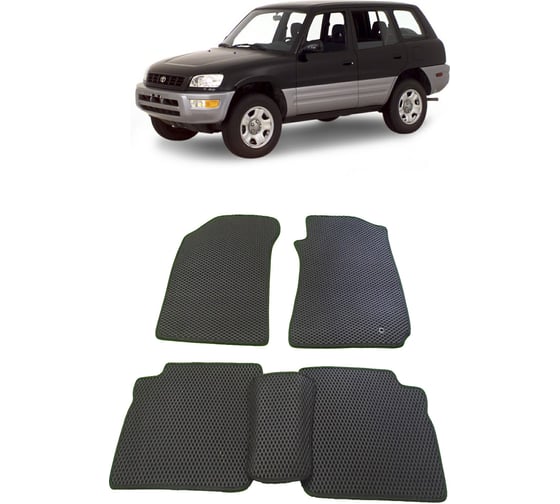Ковры в салон автомобиля Eva Smart toyota rav 4 i правый руль 5дв 1995 - 2000 эва сота коричневые c коричневой окантовкой 1832-A6A6-S