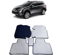 Ковры в салон автомобиля Eva Smart toyota rav 4 iv (сa40) вариант макси 3d 2012 - 2019 эва сота серые c коричневой окантовкой 2593-B1A6-S
