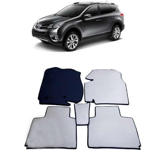 Ковры в салон автомобиля Eva Smart toyota rav 4 iv (сa40) вариант макси 3d 2012 - 2019 эва сота серые c коричневой окантовкой 2593-B1A6-S