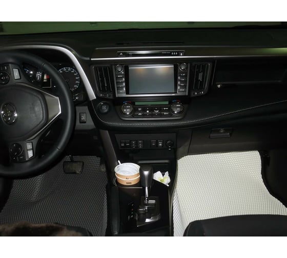 Ковры в салон автомобиля Eva Smart toyota rav 4 iv (сa40) вариант макси 3d 2012 - 2019 эва сота чёрные c серой окантовкой 2593-B5B1-S