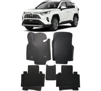 Ковры в салон автомобиля Eva Smart toyota rav 4 v (xa50) вариант макси 3d 2018 - эва сота чёрные c синей окантовкой 3336-B5B2-S