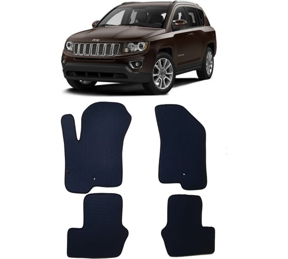 Ковры в салон автомобиля Eva Smart jeep compass i рестайлинг 2013 - 2016 эва сота бежевые c красной окантовкой 2884-A1A7-S 1