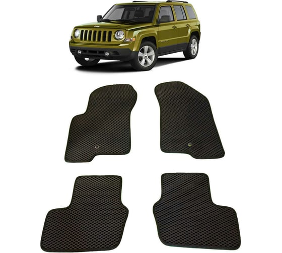 Ковры в салон автомобиля Eva Smart jeep liberty (patriot) mk 2007 - эва сота чёрные c бежевой окантовкой 1993-B5A1-S 1
