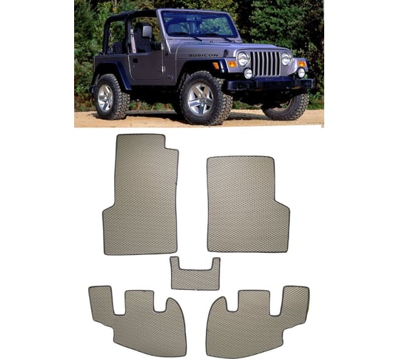 Ковры в салон автомобиля Eva Smart jeep wrangler ii (tj) 3дв 1996 - 2006 эва сота коричневые c красной окантовкой 3574-A6A7-S 1