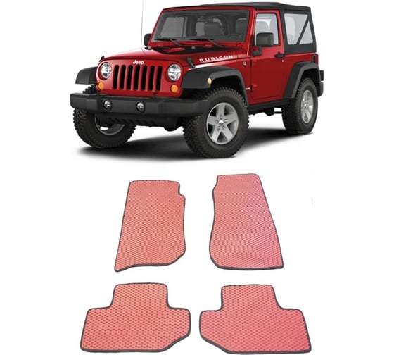 Ковры в салон автомобиля Eva Smart jeep wrangler iii (jk) 3дв 2007 - 2018 эва сота чёрные c коричневой окантовкой 2043-B5A6-S