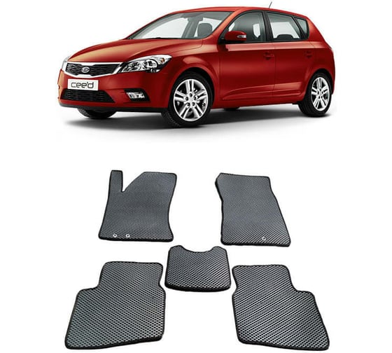 Ковры в салон автомобиля Eva Smart kia ceed i 2006 - 2012 эва сота чёрные c черной окантовкой 1338-B5B5-S 1