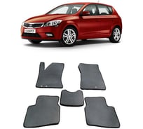 Ковры в салон автомобиля Eva Smart kia ceed i 2006 - 2012 эва сота чёрные c коричневой окантовкой 1338-B5A6-S