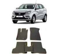 Ковры в салон автомобиля Eva Smart lada xray 2015 - эва сота чёрные c коричневой окантовкой 1956-B5A6-S