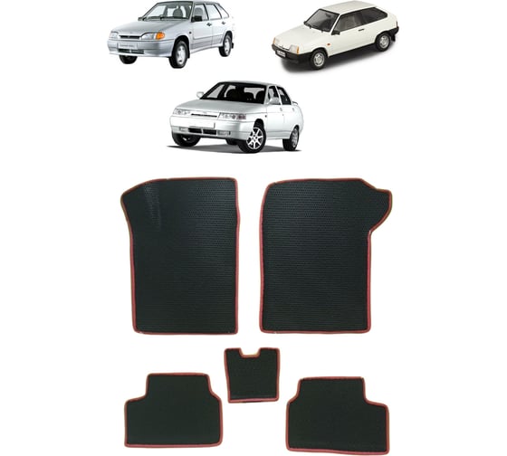 Ковры в салон автомобиля Eva Smart lada samara 2108-15 вариант макси 3d 1984 - 2013 эва сота коричневые c бежевой окантовкой 3576-A6A1-S 1