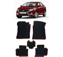 Ковры в салон автомобиля Eva Smart lada vesta вариант макси 3d 2015 - эва сота коричневые c черной окантовкой 2704-A6B5-S