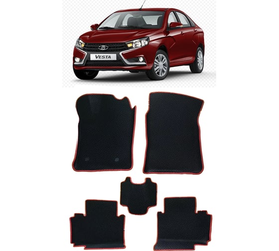 Ковры в салон автомобиля Eva Smart lada vesta вариант макси 3d 2015 - эва сота бежевые c коричневой окантовкой 2704-A1A6-S 1