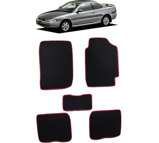 Ковры в салон автомобиля Eva Smart toyota corolla levin (e100) правый руль 1991 - 1997 эва сота серые c черной окантовкой 2142-B1B5-S 1