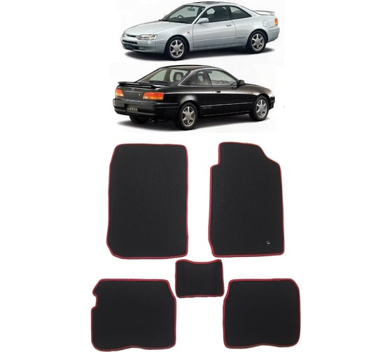 Ковры в салон автомобиля Eva Smart toyota corolla levin (e110, e111) правый руль 1995 - 1997 эва сота коричневые c синей окантовкой 3074-A6B2-S 1